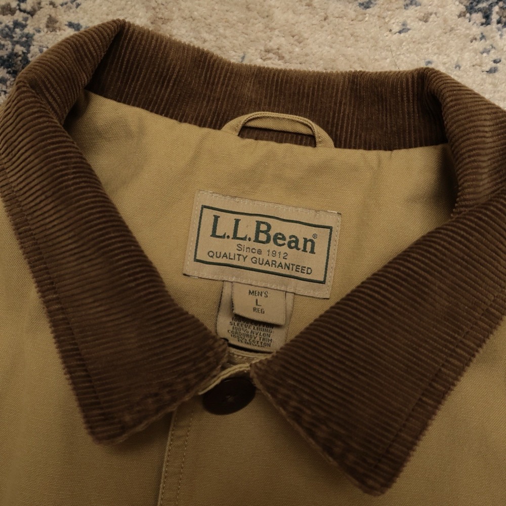 LL Bean Field Barn Coat Mens Large Regular Flannel Cotton Lined Chore - Picture 8 of 12